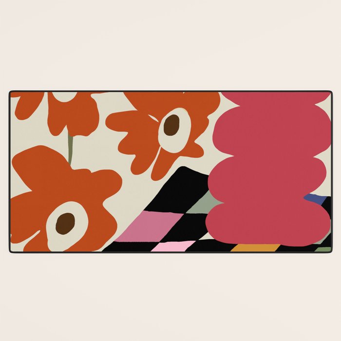 color checkerboard with dropping flower Desk Mat Gallery Image 3