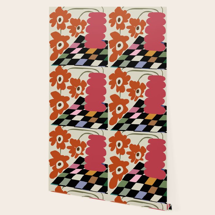 color checkerboard with dropping flower Wallpaper Gallery Image 2