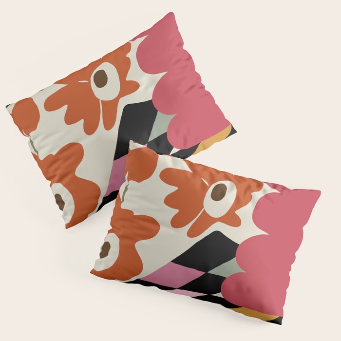color checkerboard with dropping flower Pillow Sham Gallery Image 3