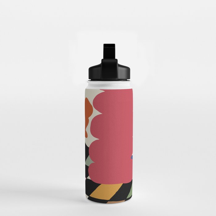 color checkerboard with dropping flower Water Bottle Gallery Image 2