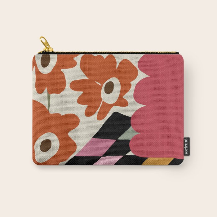 color checkerboard with dropping flower Carry All Pouch Gallery Image 1