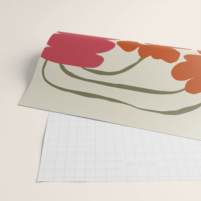 color checkerboard with dropping flower Wrapping Paper Gallery Image 2