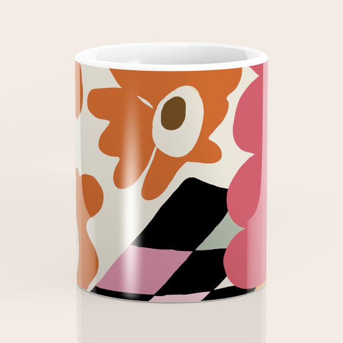 color checkerboard with dropping flower Coffee Mug Gallery Image 4
