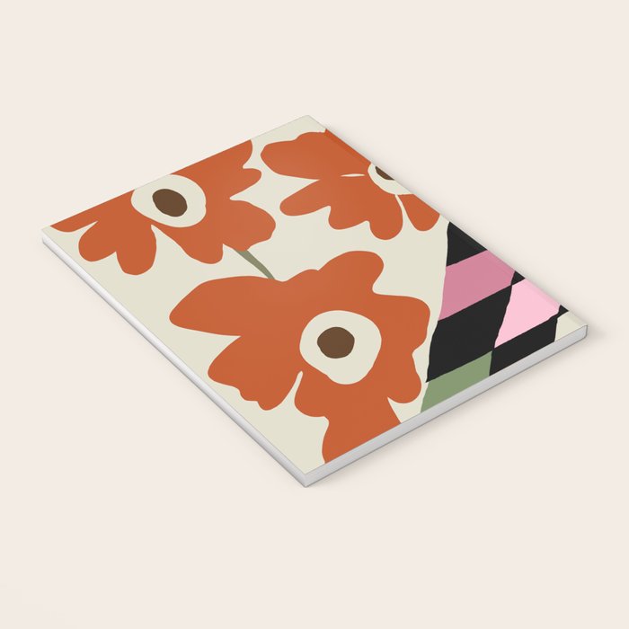 color checkerboard with dropping flower Notebook Gallery Image 3