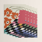 color checkerboard with dropping flower Wrapping Paper Gallery Image 3