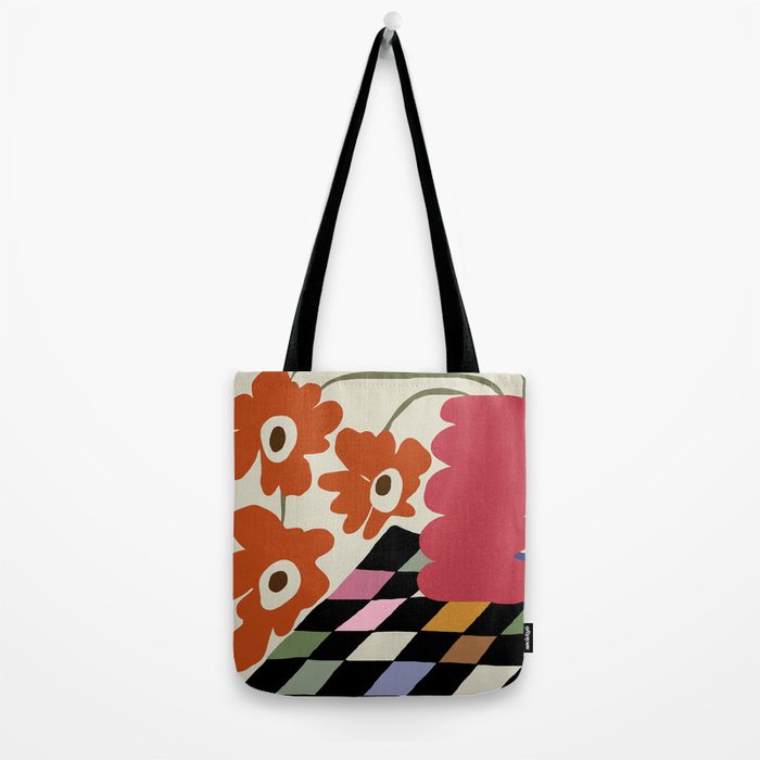color checkerboard with dropping flower Tote Bag Gallery Image 2