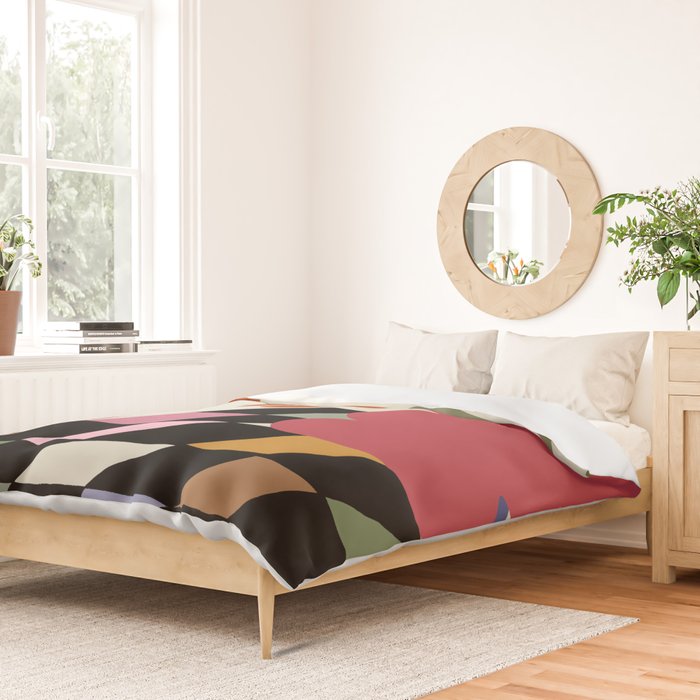 color checkerboard with dropping flower Duvet Cover Gallery Image 2