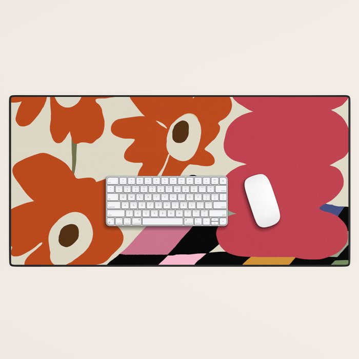 color checkerboard with dropping flower Desk Mat Gallery Image 1