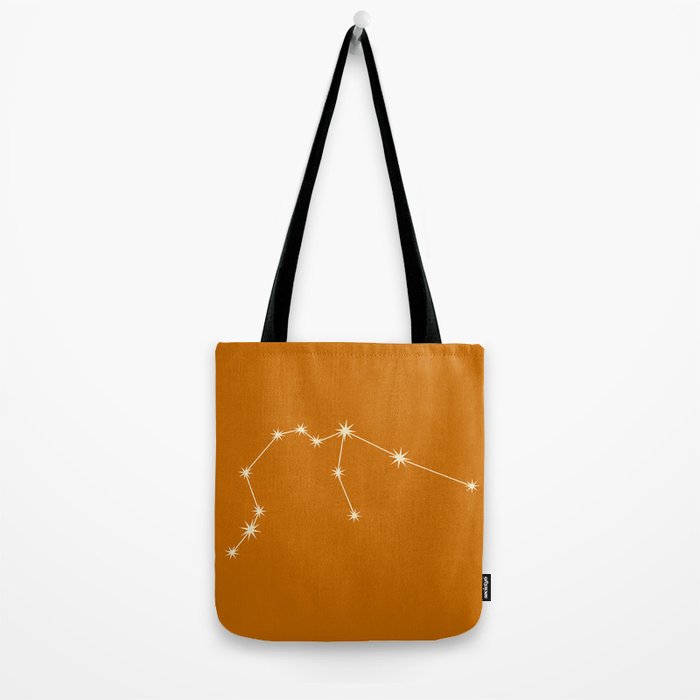 Aquarius Zodiac Star Constellation Line Art Orange Tote Bag Gallery Image 2
