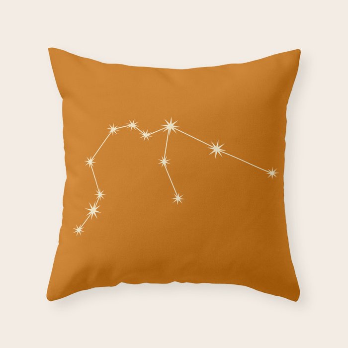 Aquarius Zodiac Star Constellation Line Art Orange Throw Pillow Gallery Image 1