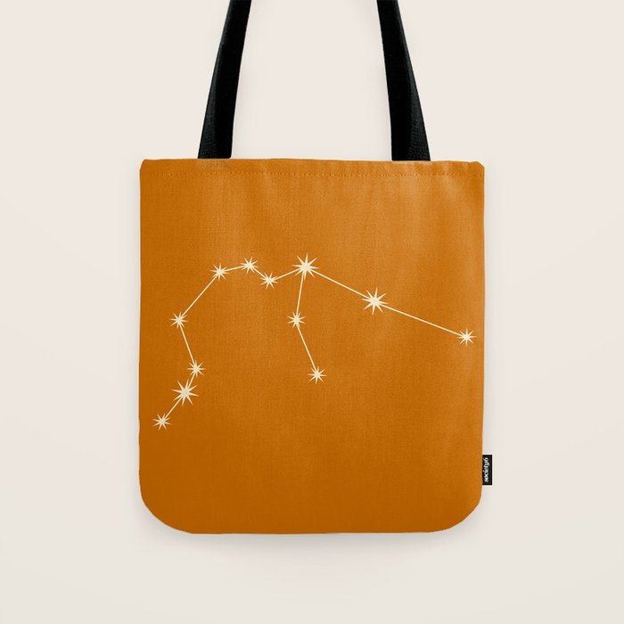 Aquarius Zodiac Star Constellation Line Art Orange Tote Bag Gallery Image 1