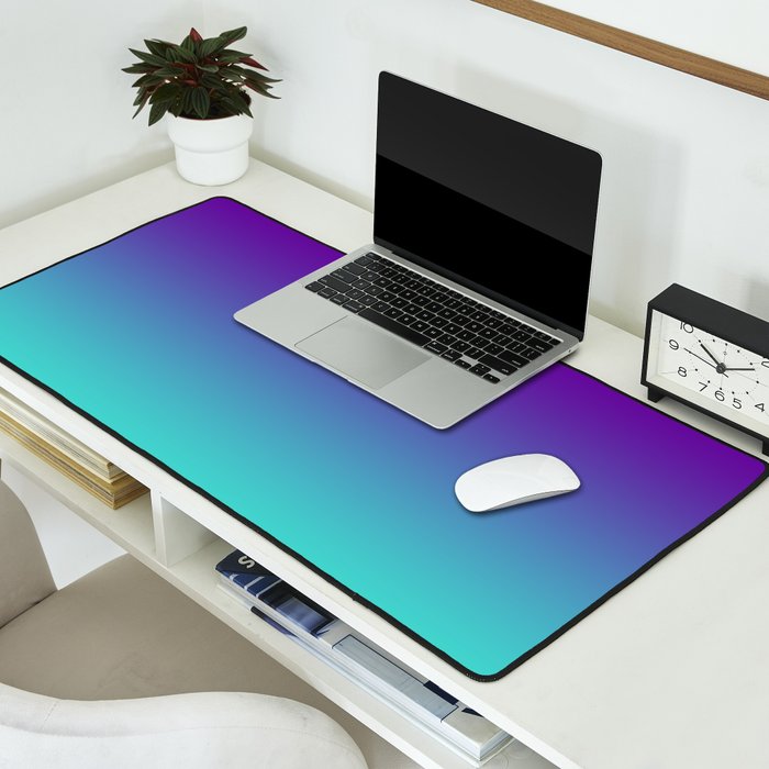 Violet Purple and Turquoise Ombre Desk Mat Gallery Image 2