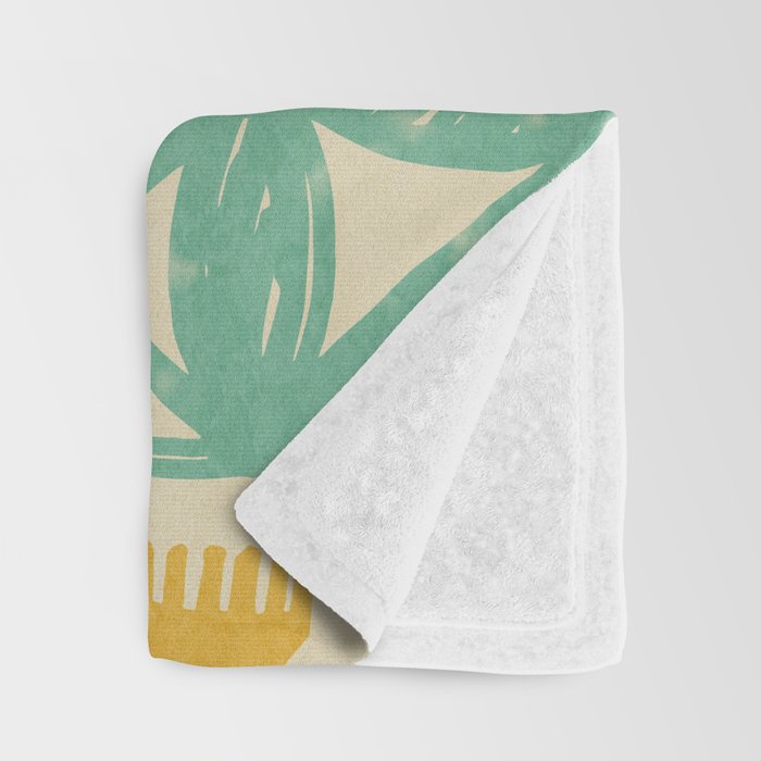 Modern 50s Tiki Party Throwback pattern Beige Throw Blanket Gallery Image 3