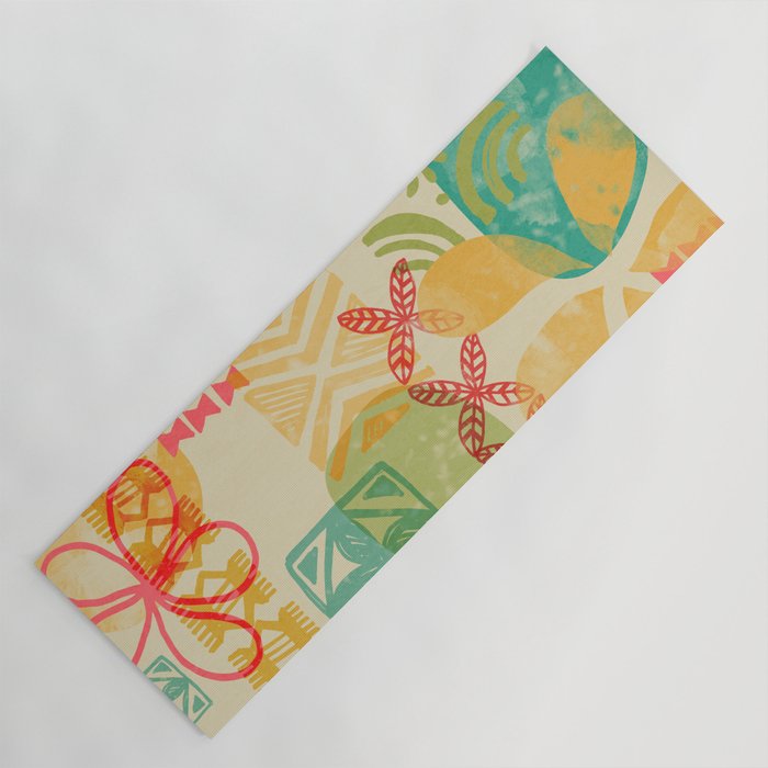 Modern 50s Tiki Party Throwback pattern Beige Yoga Mat Gallery Image 1