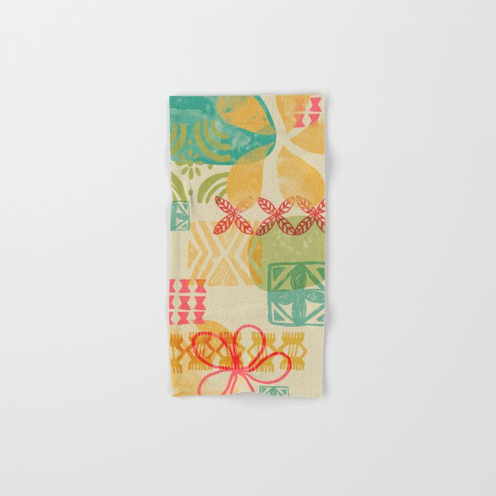 Modern 50s Tiki Party Throwback pattern Beige Bath Towel Gallery Image 1