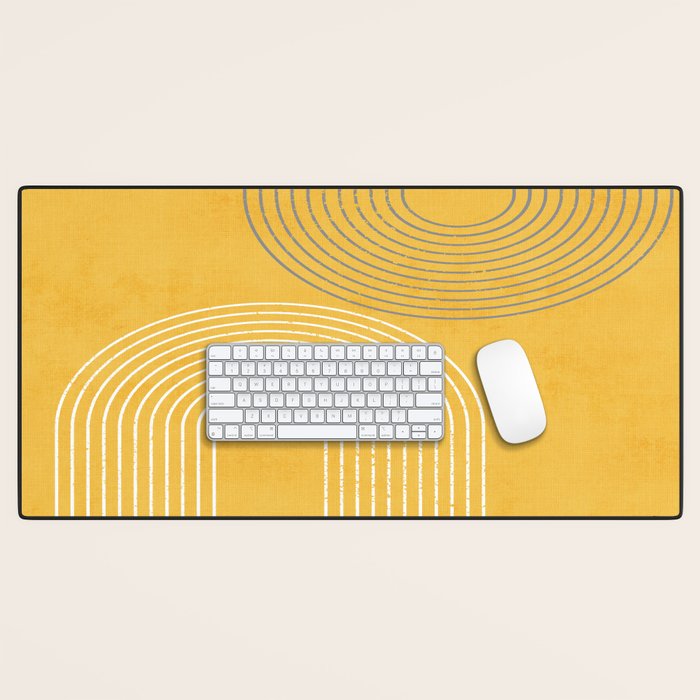 Golden Minimalist Abstract Desk Mat Gallery Image 1