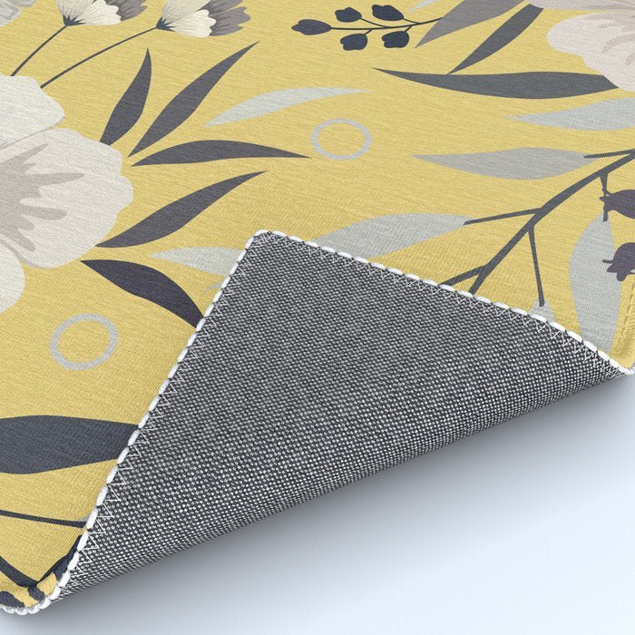 Modern, Floral Prints, Yellow and Gray Rug Gallery Image 4