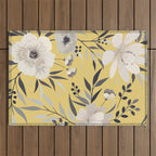 Modern, Floral Prints, Yellow and Gray Outdoor Rug Gallery Image 1