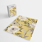 Modern, Floral Prints, Yellow and Gray Jigsaw Puzzle Gallery Image 2