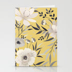 Modern, Floral Prints, Yellow and Gray Stationery Card Gallery Image 2