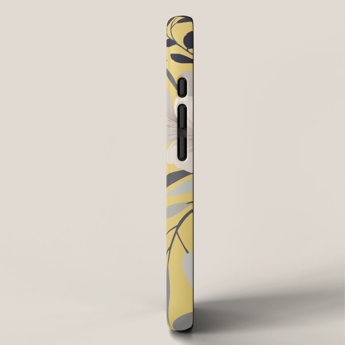 Modern, Floral Prints, Yellow and Gray iPhone Case Gallery Image 2