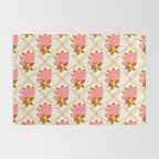 Vintage-Inspired Pink Rose Botanical Art Print Rug Gallery Image 2