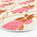 Vintage-Inspired Pink Rose Botanical Art Print Bath Mat Gallery Image 3