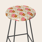 Vintage-Inspired Pink Rose Botanical Art Print Stool Gallery Image 2