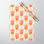 Vintage-Inspired Pink Rose Botanical Art Print Wrapping Paper Gallery Image 1