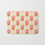 Vintage-Inspired Pink Rose Botanical Art Print Bath Mat Gallery Image 1