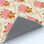 Vintage-Inspired Pink Rose Botanical Art Print Rug Gallery Image 4