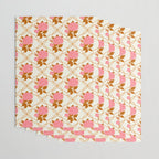 Vintage-Inspired Pink Rose Botanical Art Print Wrapping Paper Gallery Image 3