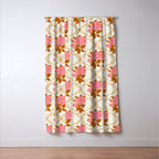 Vintage-Inspired Pink Rose Botanical Art Print Window Curtain Gallery Image 3