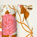 Vintage-Inspired Pink Rose Botanical Art Print Window Curtain Gallery Image 2