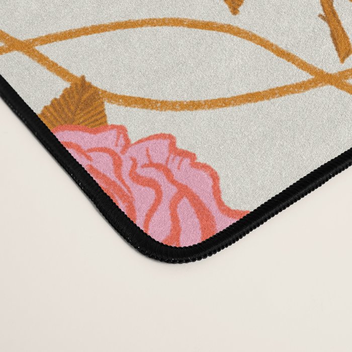 Vintage-Inspired Pink Rose Botanical Art Print Desk Mat Gallery Image 4