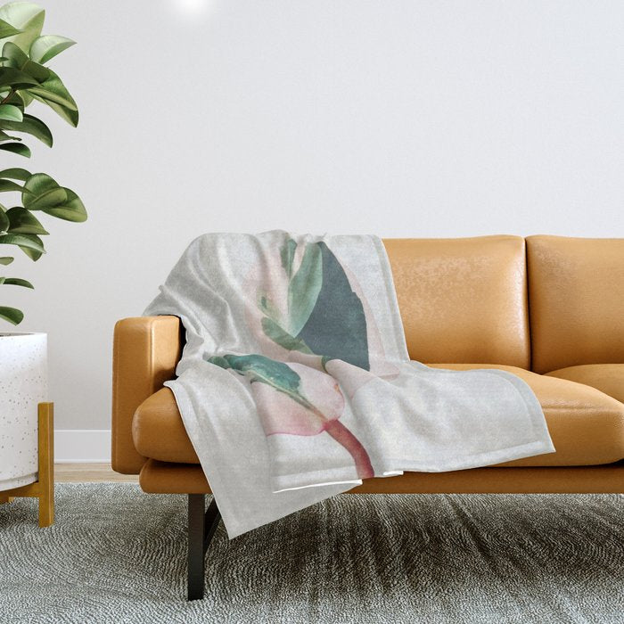 Pink Leaves I Throw Blanket Gallery Image 1