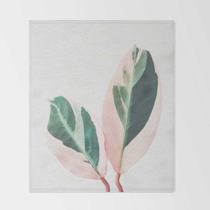 Pink Leaves I Throw Blanket Gallery Image 2