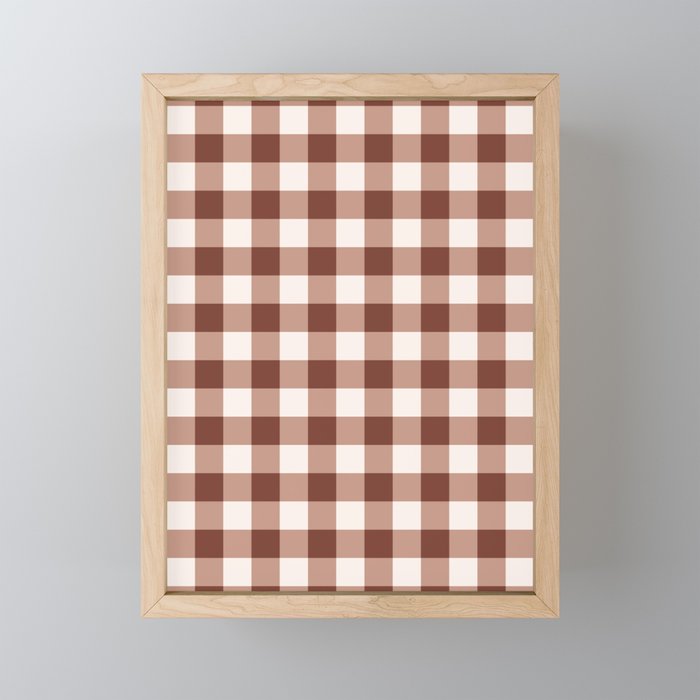 Coffee Brown & Cream Gingham Pattern Mini Art Print Gallery Image 1