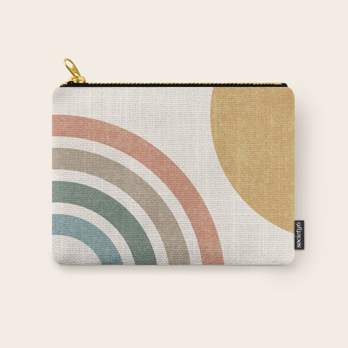 Mid Century Colorful Sun and Rainbow Carry All Pouch Gallery Image 1
