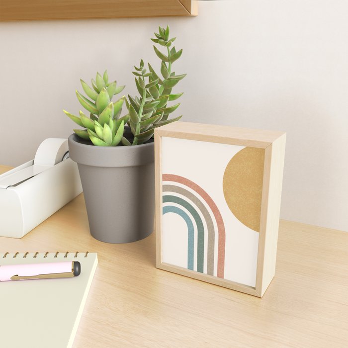 Mid Century Colorful Sun and Rainbow Mini Art Print Gallery Image 2