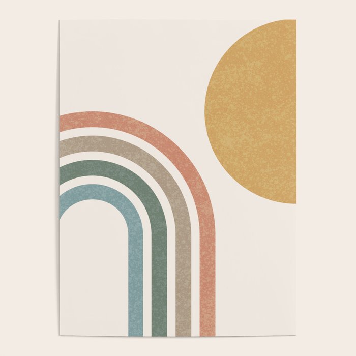 Mid Century Colorful Sun and Rainbow Poster Gallery Image 4