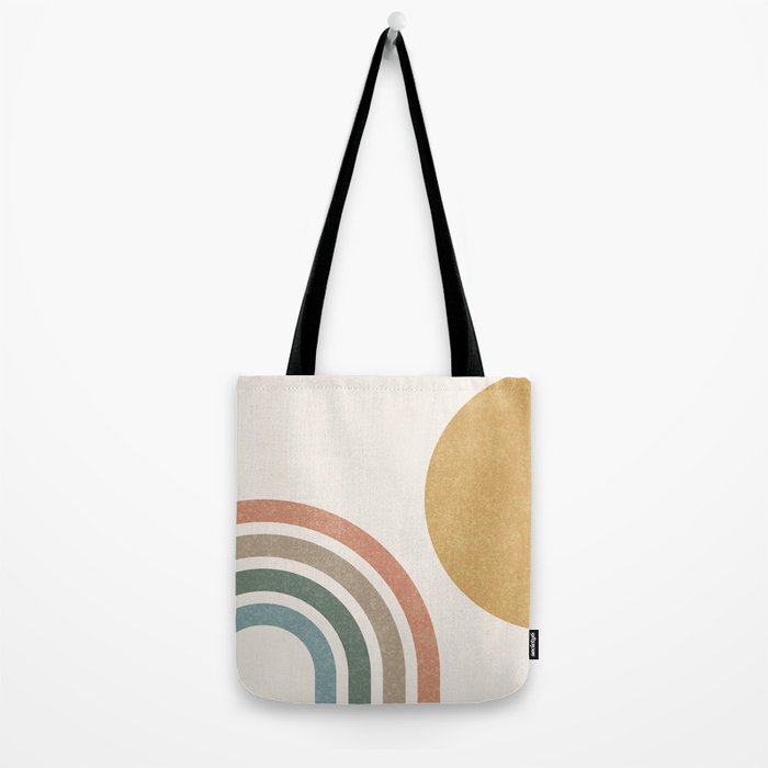 Mid Century Colorful Sun and Rainbow Tote Bag Gallery Image 2