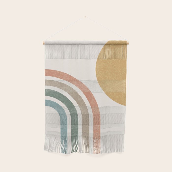 Mid Century Colorful Sun and Rainbow Wall Hanging Gallery Image 1