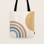 Mid Century Colorful Sun and Rainbow Tote Bag Gallery Image 1