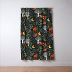 Full-Moon forest: Whimsical Woodland Nightscape with Deer and Moths Window Curtain Gallery Image 3