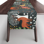 Full-Moon forest: Whimsical Woodland Nightscape with Deer and Moths Table Runner Gallery Image 1