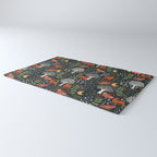 Full-Moon forest: Whimsical Woodland Nightscape with Deer and Moths Rug Gallery Image 3