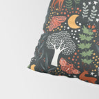 Full-Moon forest: Whimsical Woodland Nightscape with Deer and Moths Pillow Sham Gallery Image 4