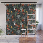 Full-Moon forest: Whimsical Woodland Nightscape with Deer and Moths Wall Mural Gallery Image 1
