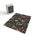 Full-Moon forest: Whimsical Woodland Nightscape with Deer and Moths Jigsaw Puzzle Gallery Image 2